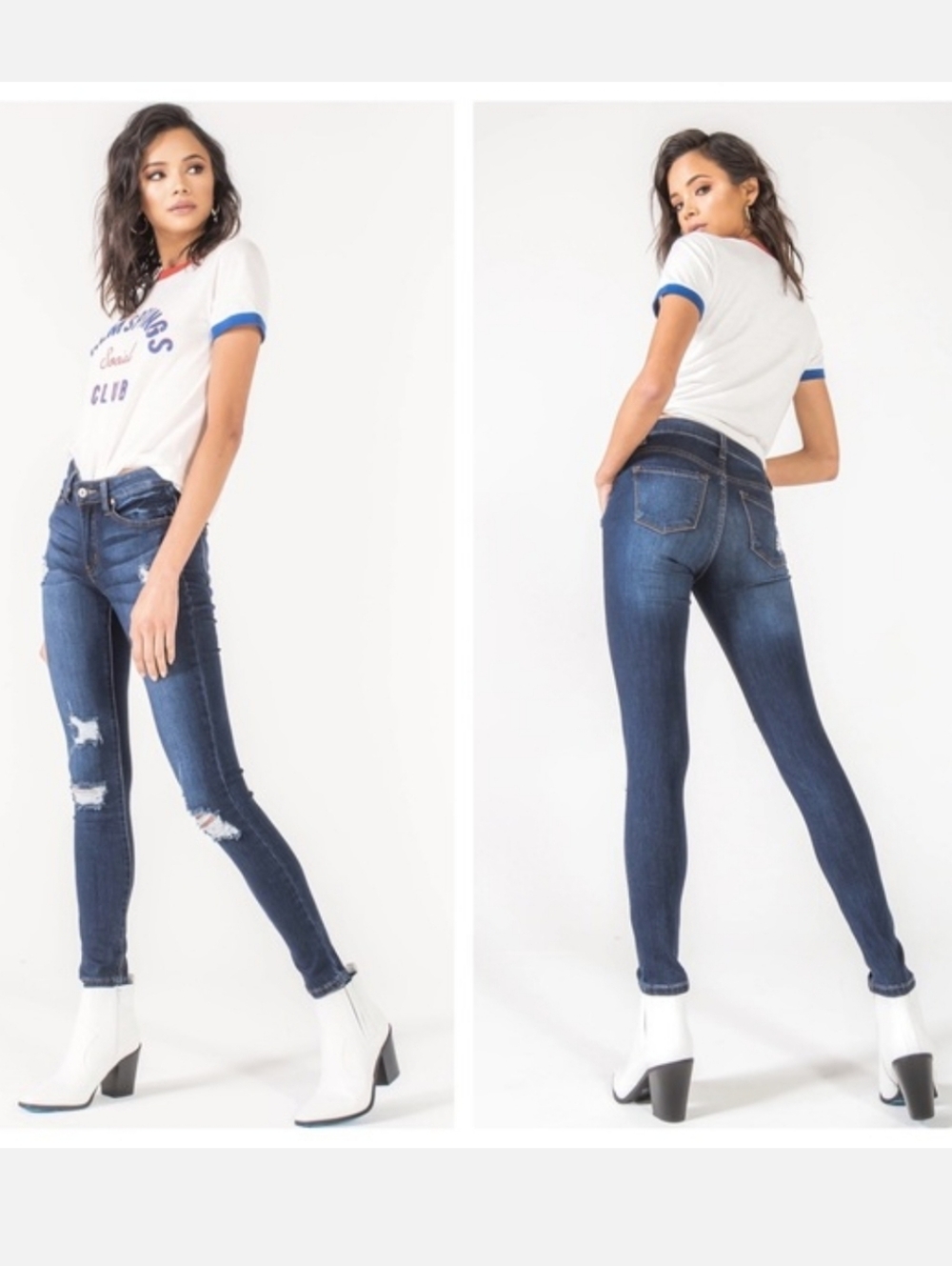 KanCan Saskia Mid Rise Super Skinny Denim Blue Jeans Womens Size 26 Size 5
